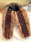 Vintage Women s Brown Detachable Real Fur Shawl Collar Stole Lined 31  X 5 