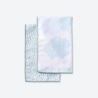 Nwt Norwex Kitchen Tea Towels Set Of 2 - Soft Blossoms Brush Strokes Blue Green
