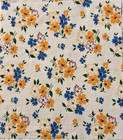 Vintage 1930s Feedsack Fabric Butterscotch Yellow   Blue Floral Cotton 9x8 