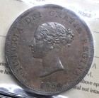 1854 New Brunswick One Penny Token Nb-2b2  Iccs Graded Au-55