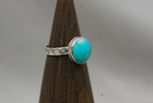 Kingman Az Stamped Turquoise Ring Sterling Blue Web Vtg Southwest New Sz 6