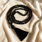 Natural Black Obsidian 108 Mala Prayer Beads Tassel Meditation Buddhist Rosary