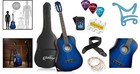 38-inch Beginner Acoustic Guitar Kit Blue Full-size Starter Pack With Bag Str   