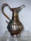 Vintage Antique Copper Metal Pitcher Vase Opaque Detail 2 Toned 8    Stamped 8r
