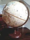  Vintage Replogle World Classic 12 Inch Globe Hard Wood Base Made In Usa Raised