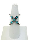 Carolyn Pollack Sterling Silver X Crossover Turquoise Ring Size 8 1 4