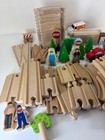 Big Lot Of Wood Wooden Train Tracks   Trains Thomas Compatible 84 Pieces