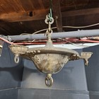 Antique Brass 3 Light Pan Light Fixture Chandelier Federal Motif