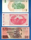 Zimbabwe Five  Ten  Fifty Dollars Years 2006-2020 Uncirculated Banknote Set  2