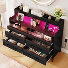 6 Drawer Dressers   Chests Of Drawers With Led Light Open Shelf Storage Entryway