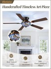 52 Inch Tiffany Stained Glass Ceiling Fan stepless Color 24w Led  Dimmable  Remo