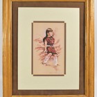 Native American Girl Signed Framed Art Matted Portrait 13 5  X 16 5  Wood Frame