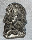 Hindu Bronze Statue Of God Ganesha Seated With Peacock  Silvery  India Buddhism