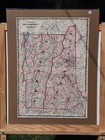 Antique Johnson s Map New Hampshire   Vermont 1863 Civil War Era Hand Colored 