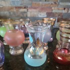Lot Of 11 Vintage Mcm  Mini 4  Glass Vases-various Designs   Colors W gold Rim
