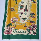 Vintage Florida Souvenir Map Tea Towel Green Yellow Illustrated Linen Kitchen