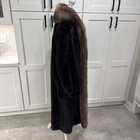 Furs By Guarino Dark Brown Mink Coat With Silver Fox Trim Ankle Length L Approx