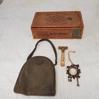 Lot Of 4 Vintage Max Keller Travel Shaving Kit     Safety Razor  Containers   Leat