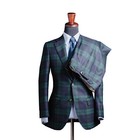 Checked Business Men Suits Regular Fit Formal Prom Double Breasted Peak Lapel