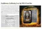 Goddess Gullweig  2oz Ag 999 9 Color Cast Bar