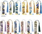 12 Pieces Metal Bookmarks With Tassel  Golden Hollow Bookmark Oil Painting