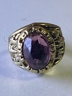 High School Class Ring Charm Glass Imitation Gumball 1988 Purple Nos Vintage 