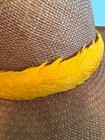 Vintage Yellow Hawaiian Feather Lei Hulu Hatband Hand Made In Hawaii Rare Ali i