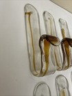  6  Antique Art Deco Glass Amber Scrolls 10    Wall Decor Hooks Vtg Unique Rare