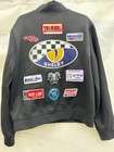 Men   s Black Racing  Jacket Patched