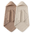 Hooded Baby Towels For Newborn 2 Pack 100  Muslin Organic Cotton Baby Bath To   