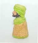 Hand Sculpted  Thimble Man In Green  Turban   1 3 4  Paraguay Blas Servin