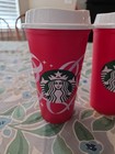 2 Starbucks Holiday Red Reusable Plastic Cup 16 Oz Christmas Limited Edition
