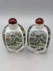 Large Size Pair Chinese Inside   painted Snuff Bottles  Great Wall Landscape  6 5 