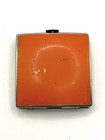 Helena Rubinstein Art Deco Enameled Orange Black Rouge powder Compact  1 1 2 