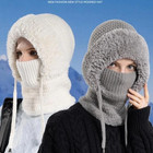 3 In 1 Womens Knit Beanie Cap Fleece Lined Winter Scarf Mask Set Snow Caps Gifts