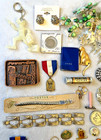 Vintage Junk Drawer Lot Jewelry Coins Necklace Brooch Earrings Buttons