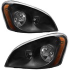 For 2008-2017 Freightliner Cascadia Black Headlights Headlamps Left right