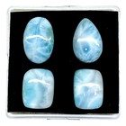 4 Pcs Natural Larimar 21-25mm Mix Shapes Loose Cabochon Untreated Gemstones Lot