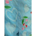 Vtg Japanese Yukata Kimono Robe Blue Floral Tulip Heart Print See Measurements