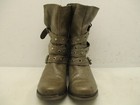 Steve Madden Brown Leather Pull On Buckle Biker Boots Womens Size 9 5