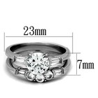 1 95 Ct Round Cut Aaa Cz Stainless Steel Wedding Ring Set Women s Size 5-10