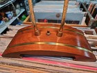 Mid Century Modern Desk Lamp Mcm Danish Walnut Brass Piano Banker Bed 2 Light