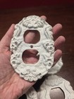 Decorative Metal Outlet Covers Shabby Chic  Distressed White Set Of 4