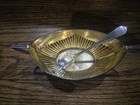 Antique Ornate Birmingham Sterling Silver Serving Condiment Dish With Spoon