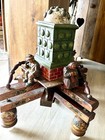 Vtg German Black Forest Folk Art Wooden Chandelier Carved Figurines Hand Painted