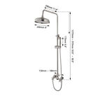 8  Brushed Nickel Shower Faucet Set Rainfall Round Head Wall Mounted Mixer Tap