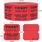 Red Raffle Tickets 2  X 2   Double Roll  1000 Pairs roll Consecutively Numbered
