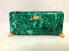 Vintage Russian Malachite Intarsia Hinged Box With Nicholas The Ii Medallion 