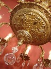 Antique Vintage Brass Crystal Ceiling Light Fixture 10 Lamps French    28 