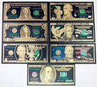 Lots 70 Pcs Black Gold Banknotes Crafts Notes Money Gift Us 1-100 Dollar Set